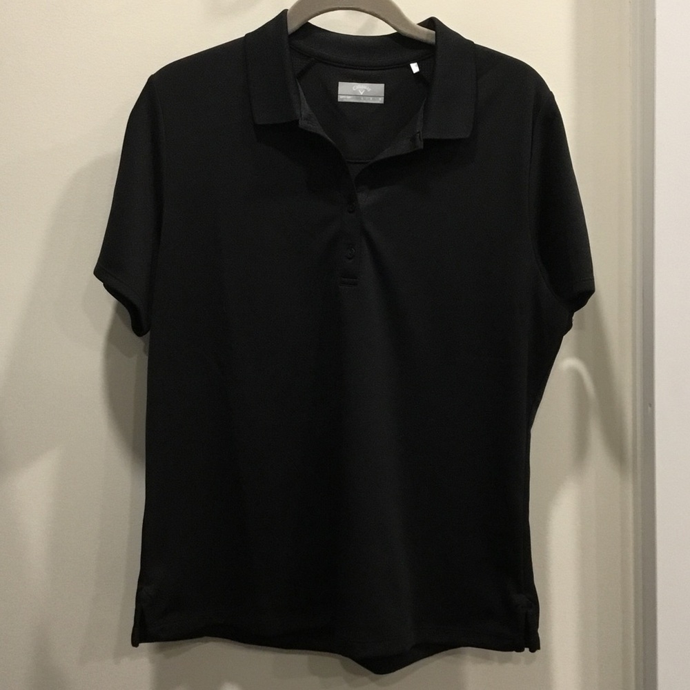 Callaway Black Women's Short-Sleeve Button Golf Polo